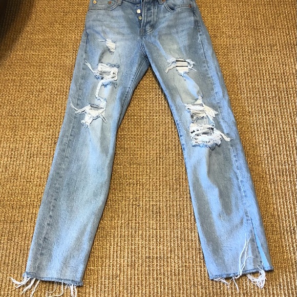 Lucky Brand Zoe High Rise Straight Leg Distressed Blue Jeans in Size 0/25 - Picture 3 of 8
